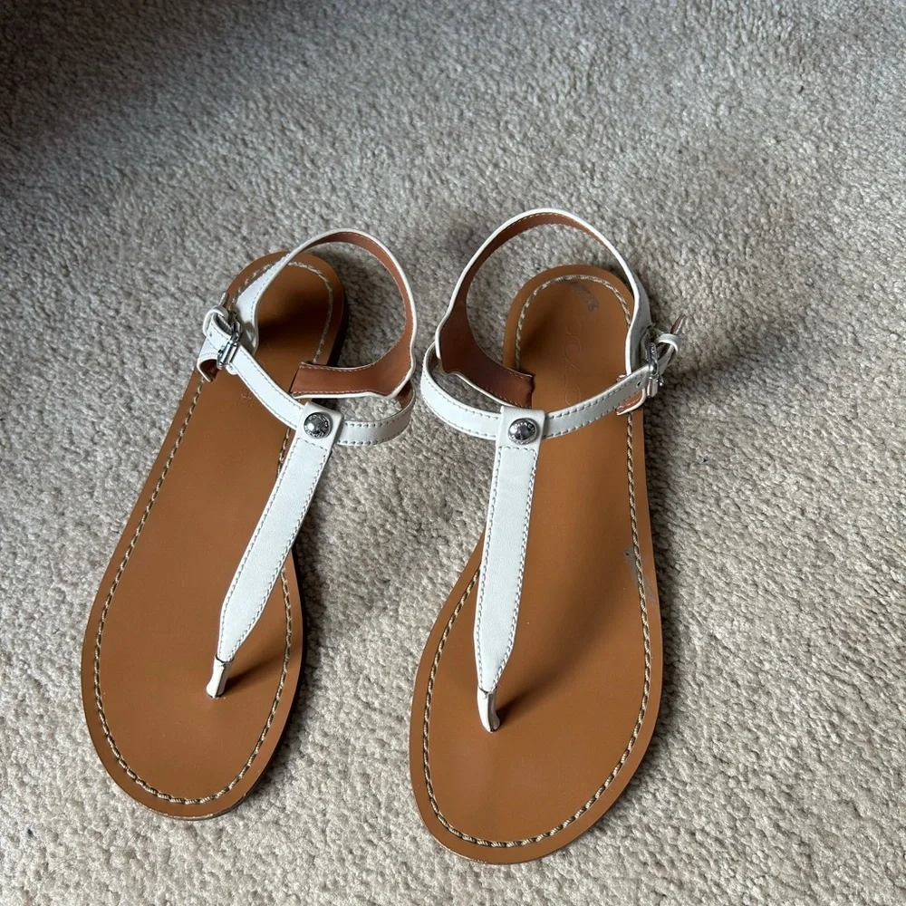 Coach White and Tan Leather Sandals - Picture 3 of 4